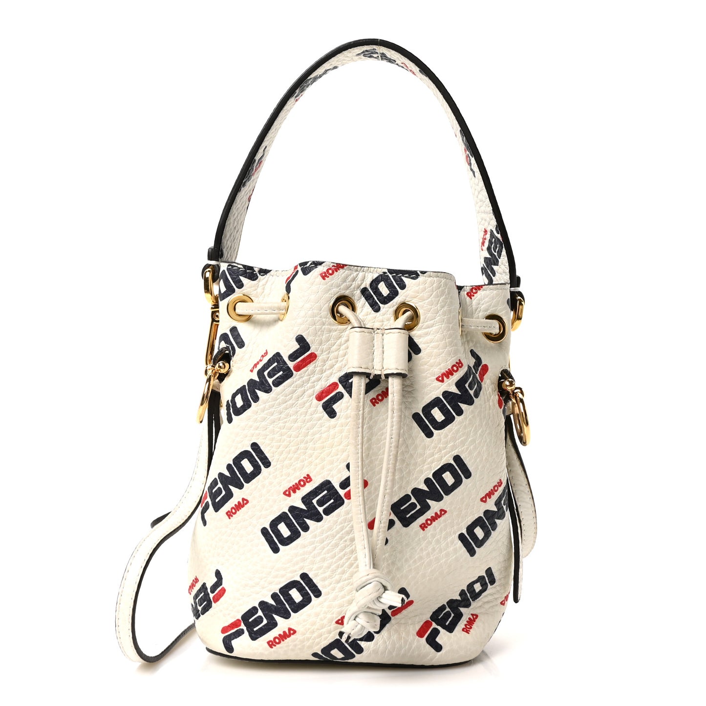 X FILA Vitello F is Fendi Mania Mini Mon Tresor Bucket Bag White