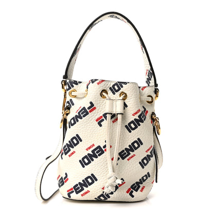 Fendi X FILA Vitello F is Fendi Mania Mini Mon Tresor Bucket Bag White 1 of 10