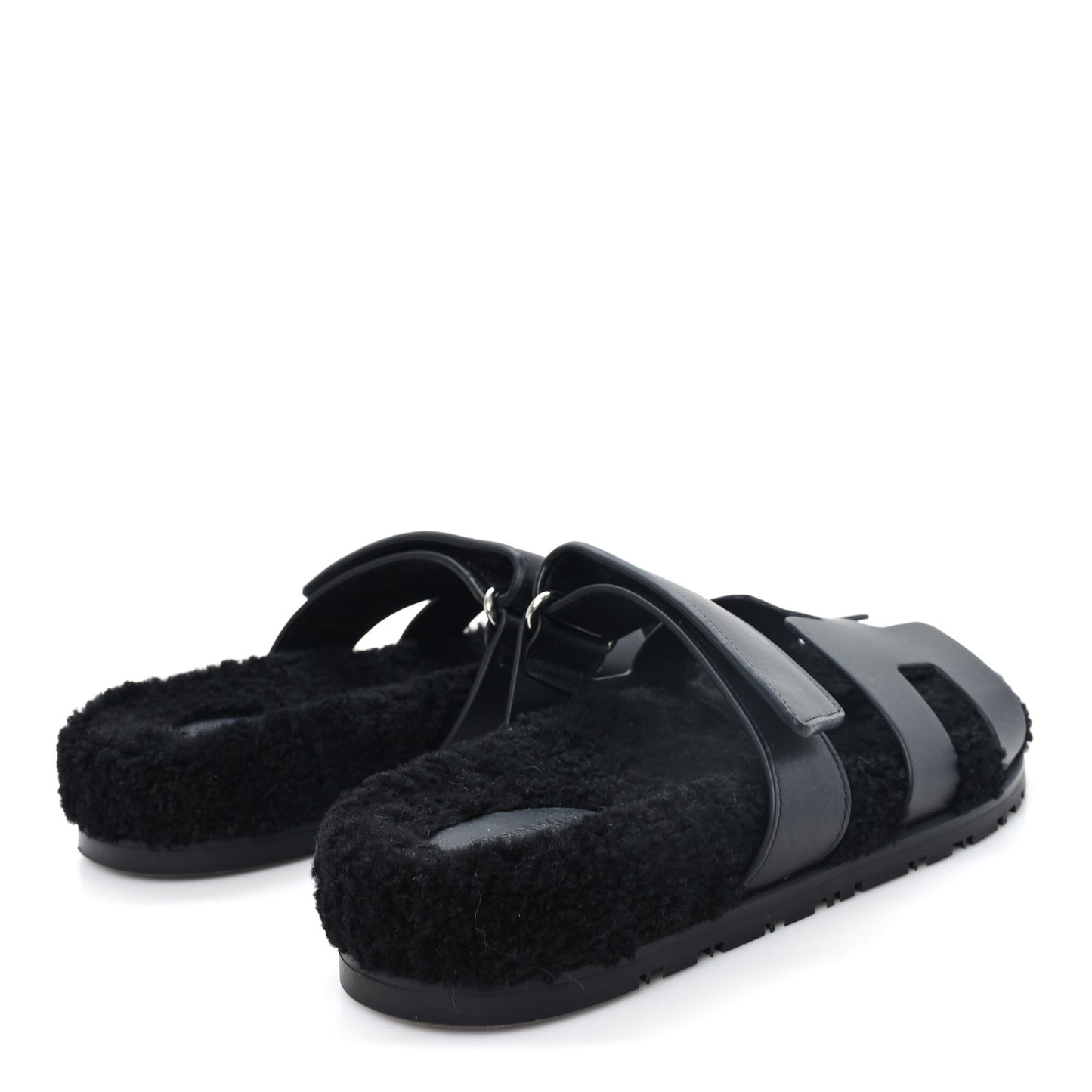 Calfskin Woolskin Womens Chypre Sandals 38 Black