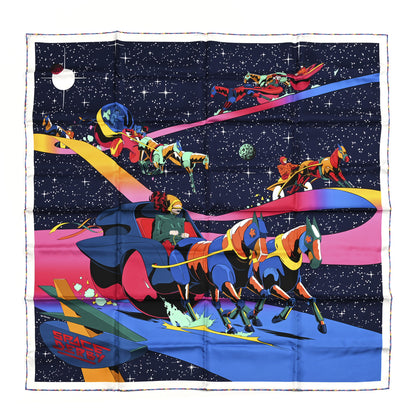 Hermes Silk Space Derby Scarf 90 Marine Rose Vif Multicolor 1 of 5