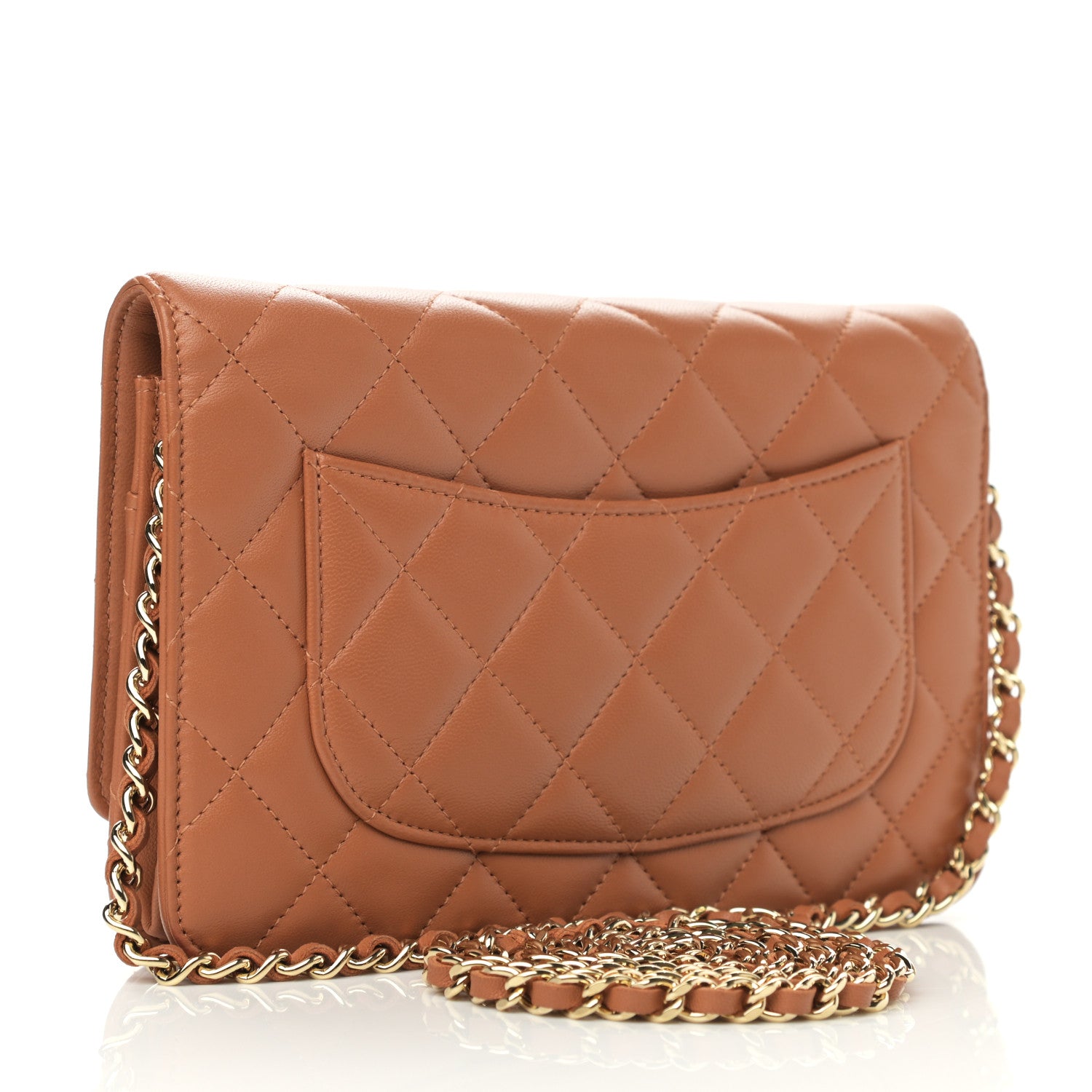 Chanel Lambskin Quilted Wallet on Chain WOC Dark Beige 2 of 11