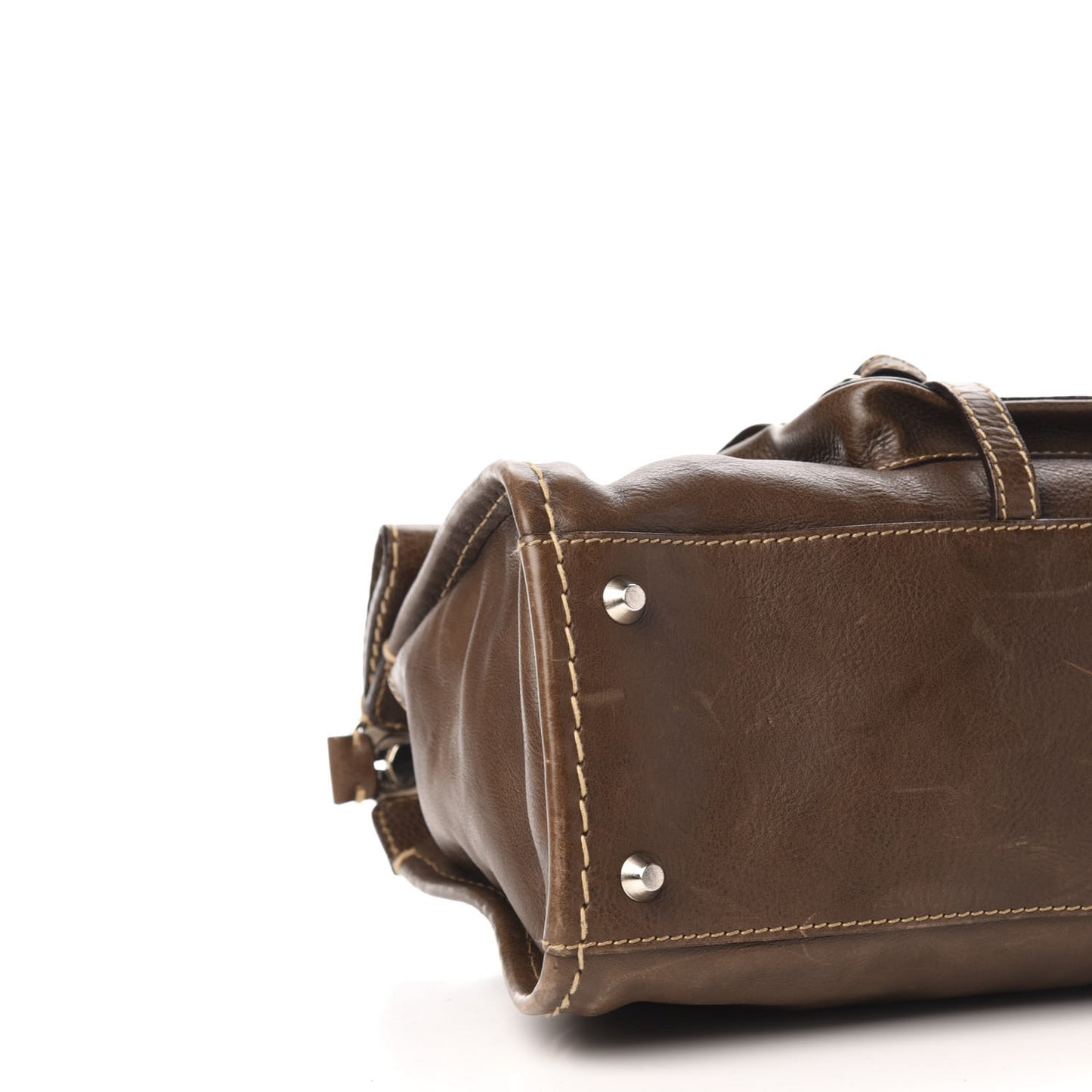 Calfskin Edith Satchel Brown