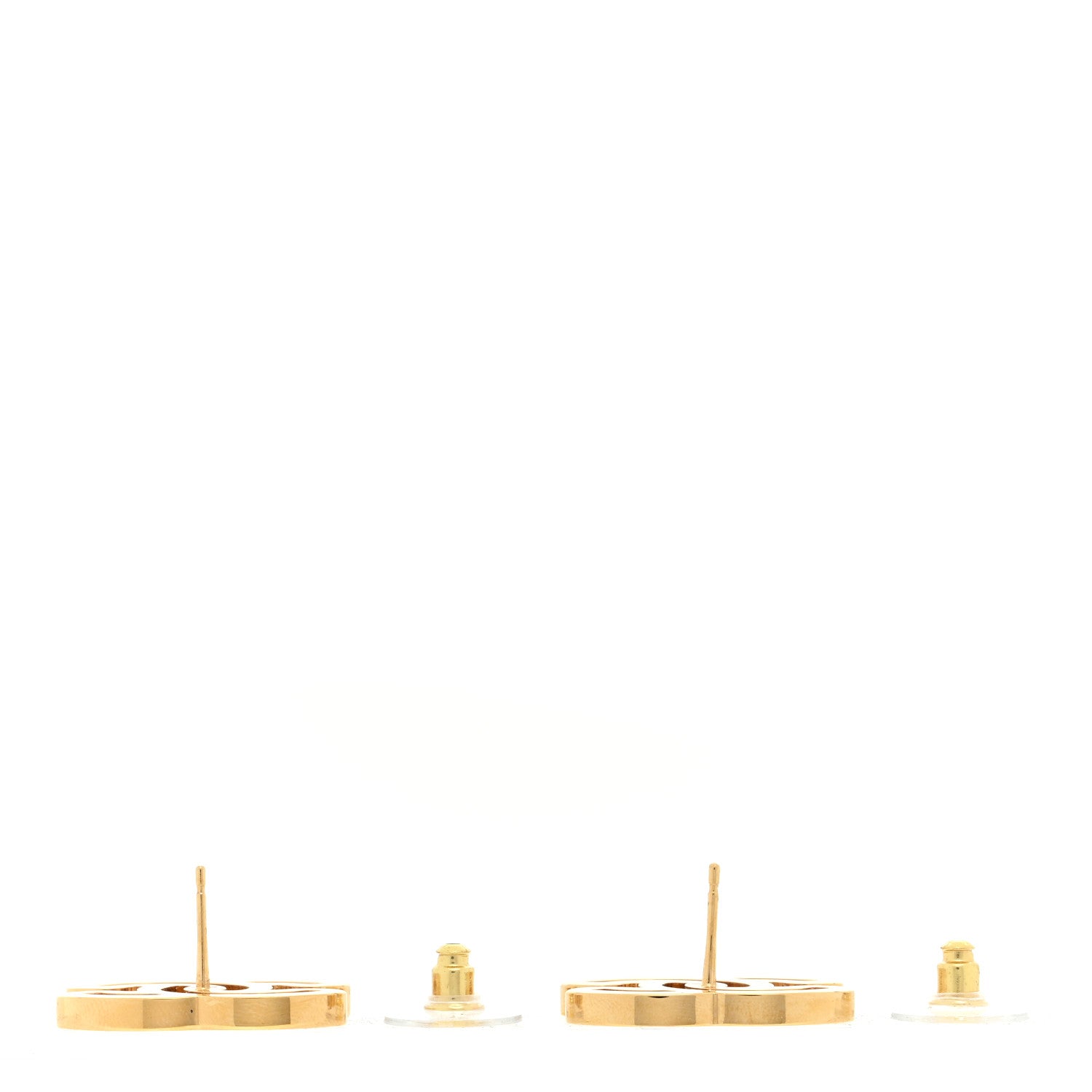 Chanel Metal Enamel CC Earrings Gold White 3 of 4