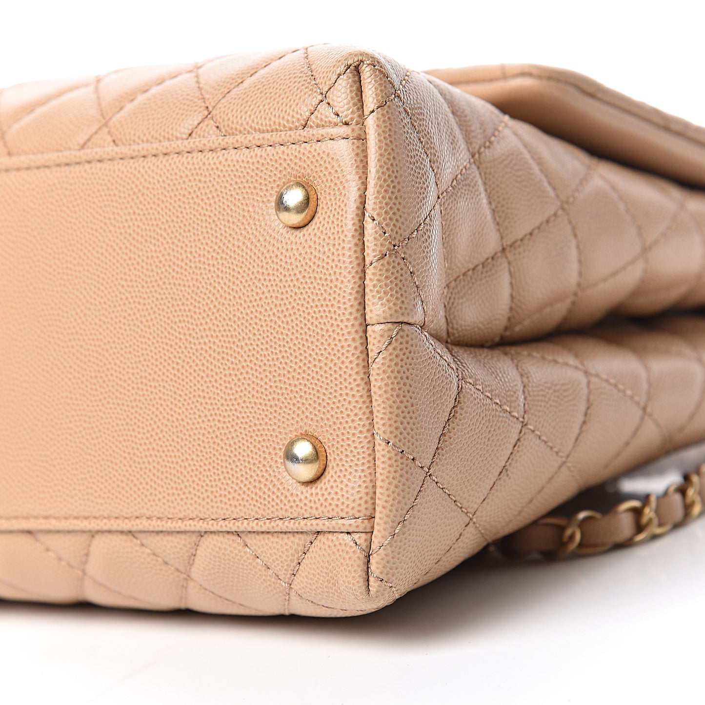 Caviar Quilted Medium Coco Handle Flap Light Beige