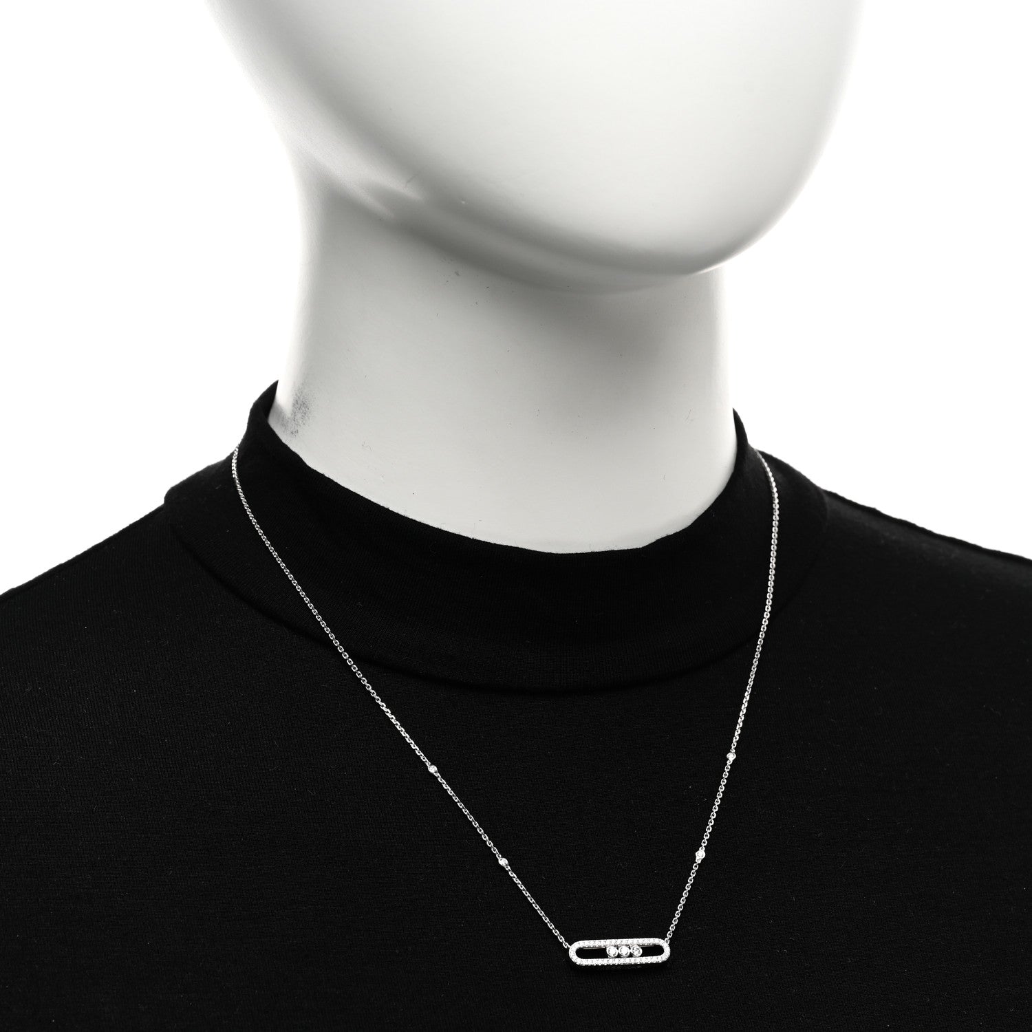 Messika 18K White Gold Diamond Baby Move Pave Necklace 2 of 5
