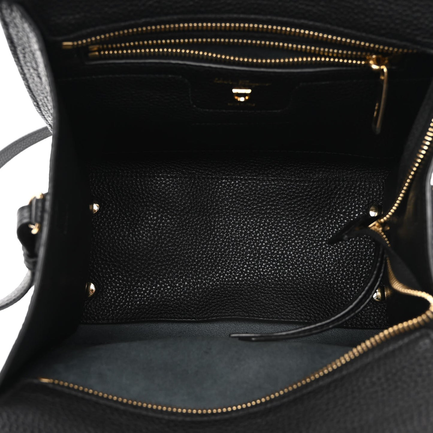 Hammered Calfskin Double Handle Small Amy Tote Black