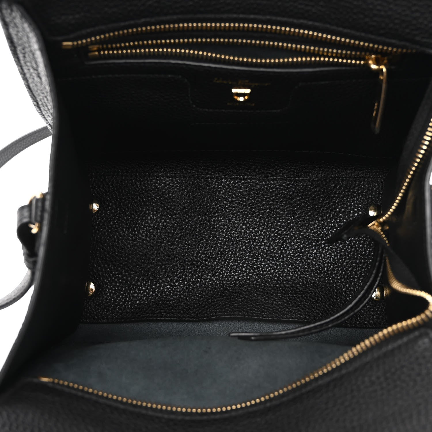 Salvatore Ferragamo Hammered Calfskin Double Handle Small Amy Tote Black 5 of 8