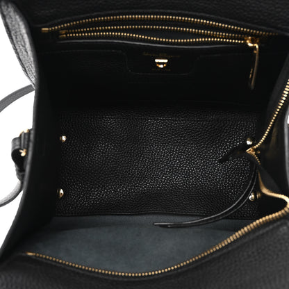 Salvatore Ferragamo Hammered Calfskin Double Handle Small Amy Tote Black 5 of 8