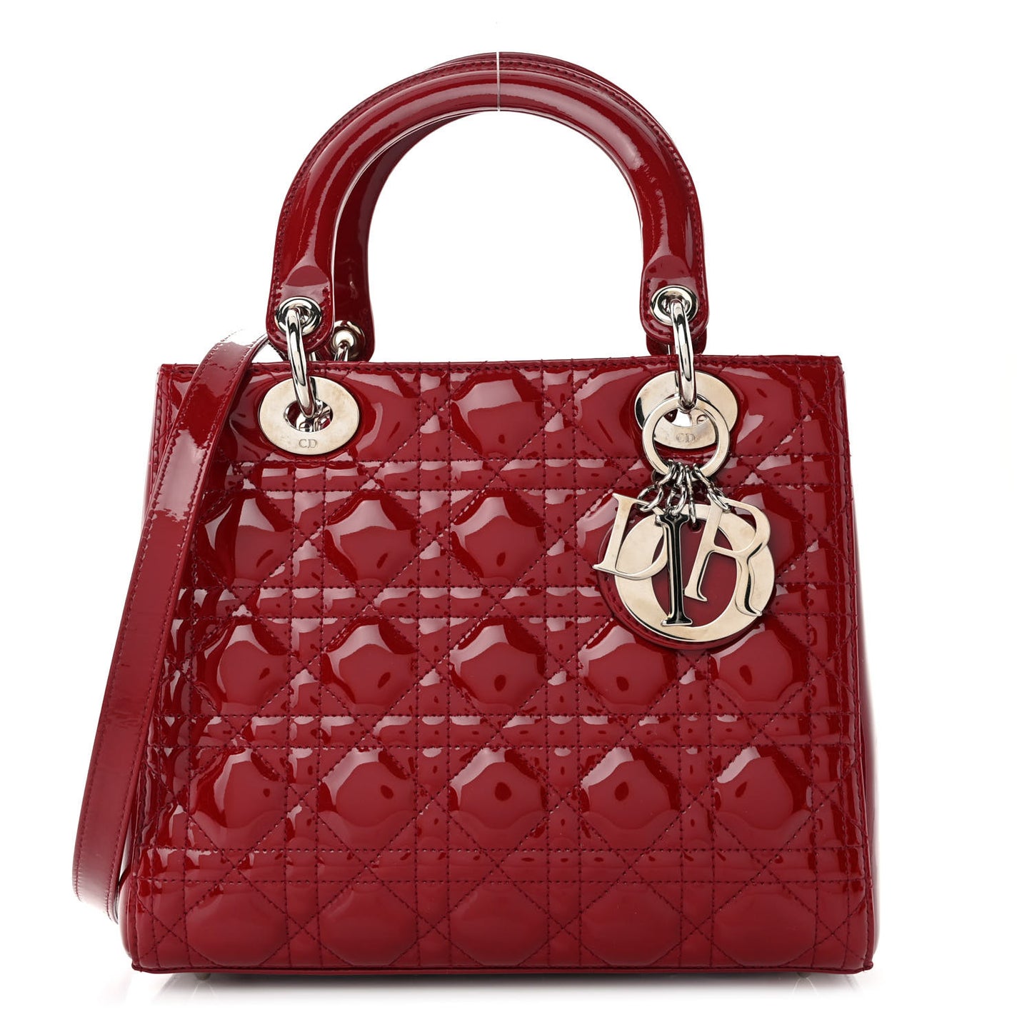 Patent Cannage Medium Lady Dior Burgundy Red