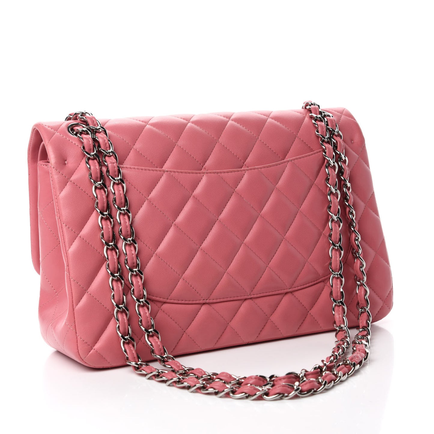 Lambskin Quilted Jumbo Double Flap Pink
