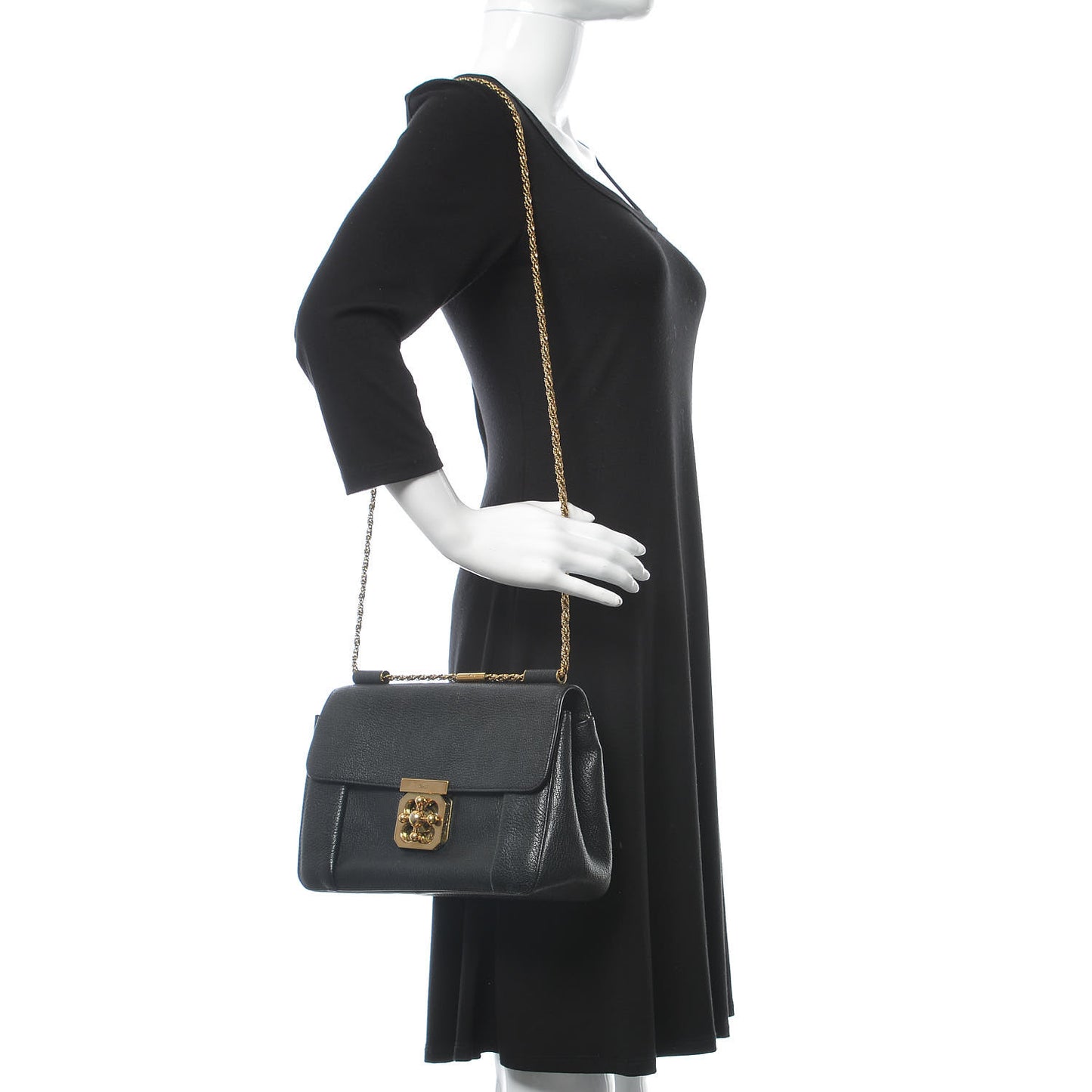 Goatskin Medium Elsie Shoulder Bag Black