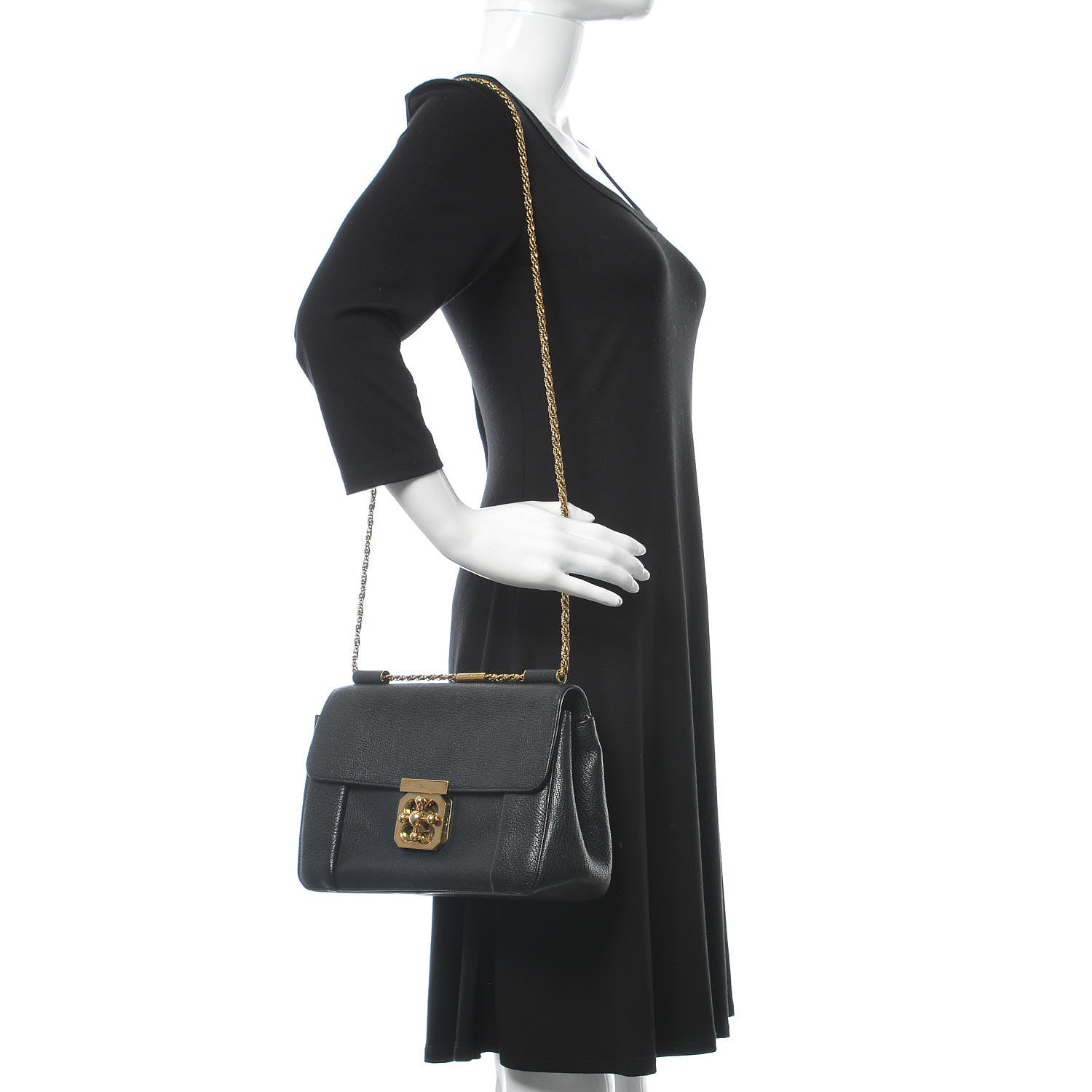 Chloe Goatskin Medium Elsie Shoulder Bag Black 2 of 15