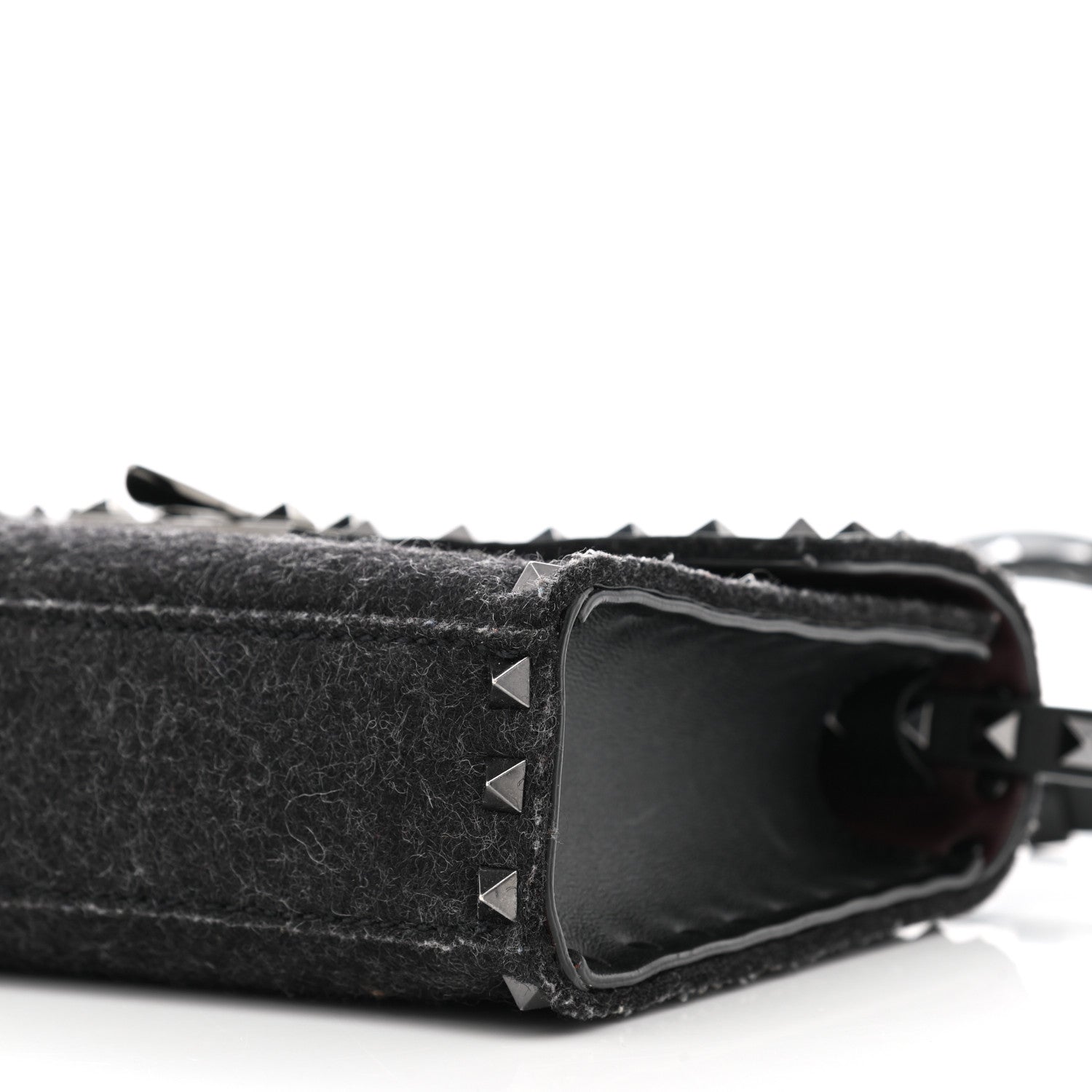 Valentino Garavani Wool Calfskin Medium Rockstud Flip Lock Crossbody Bag Black 9 of 9
