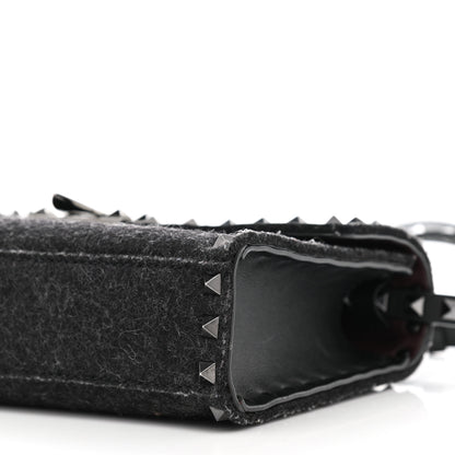 Valentino Garavani Wool Calfskin Medium Rockstud Flip Lock Crossbody Bag Black 9 of 9