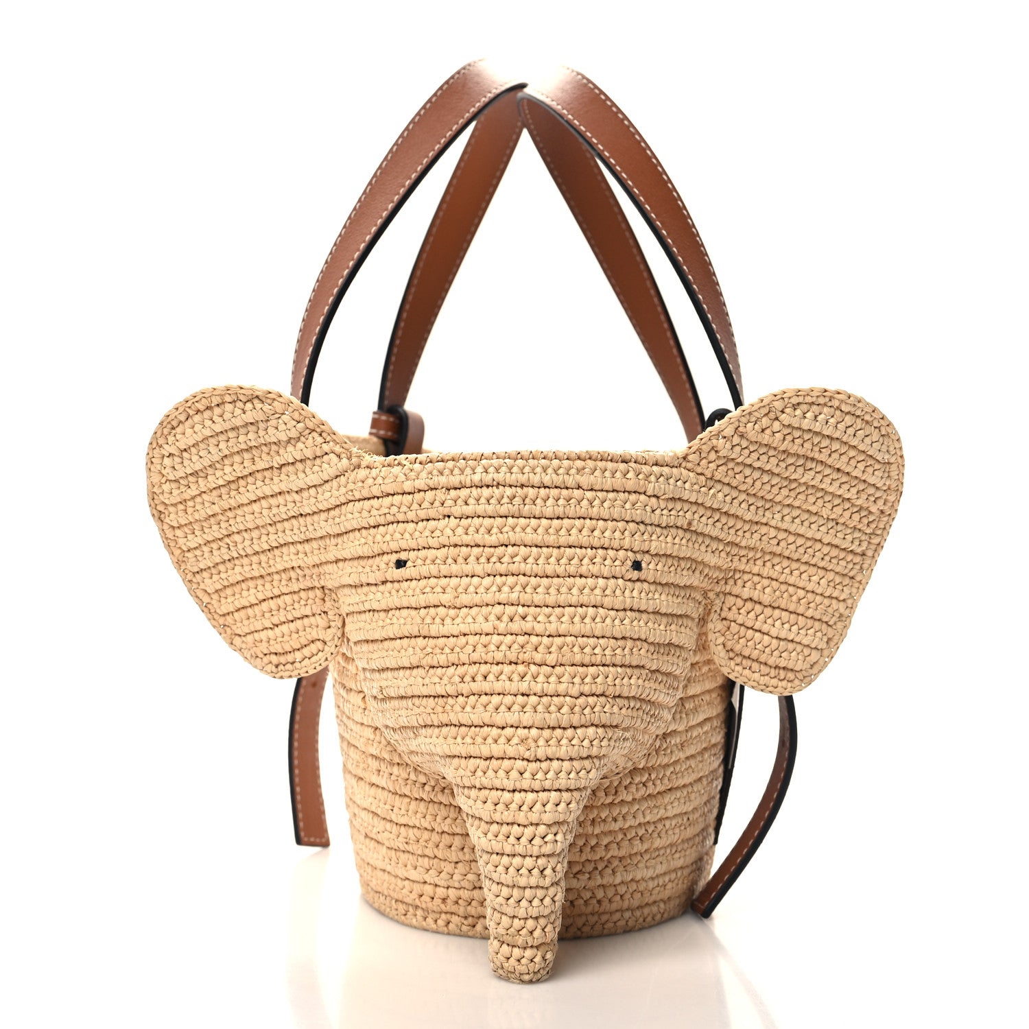 Loewe Raffia Small Elephant Basket Tote Bag Natural Tan 4 of 10