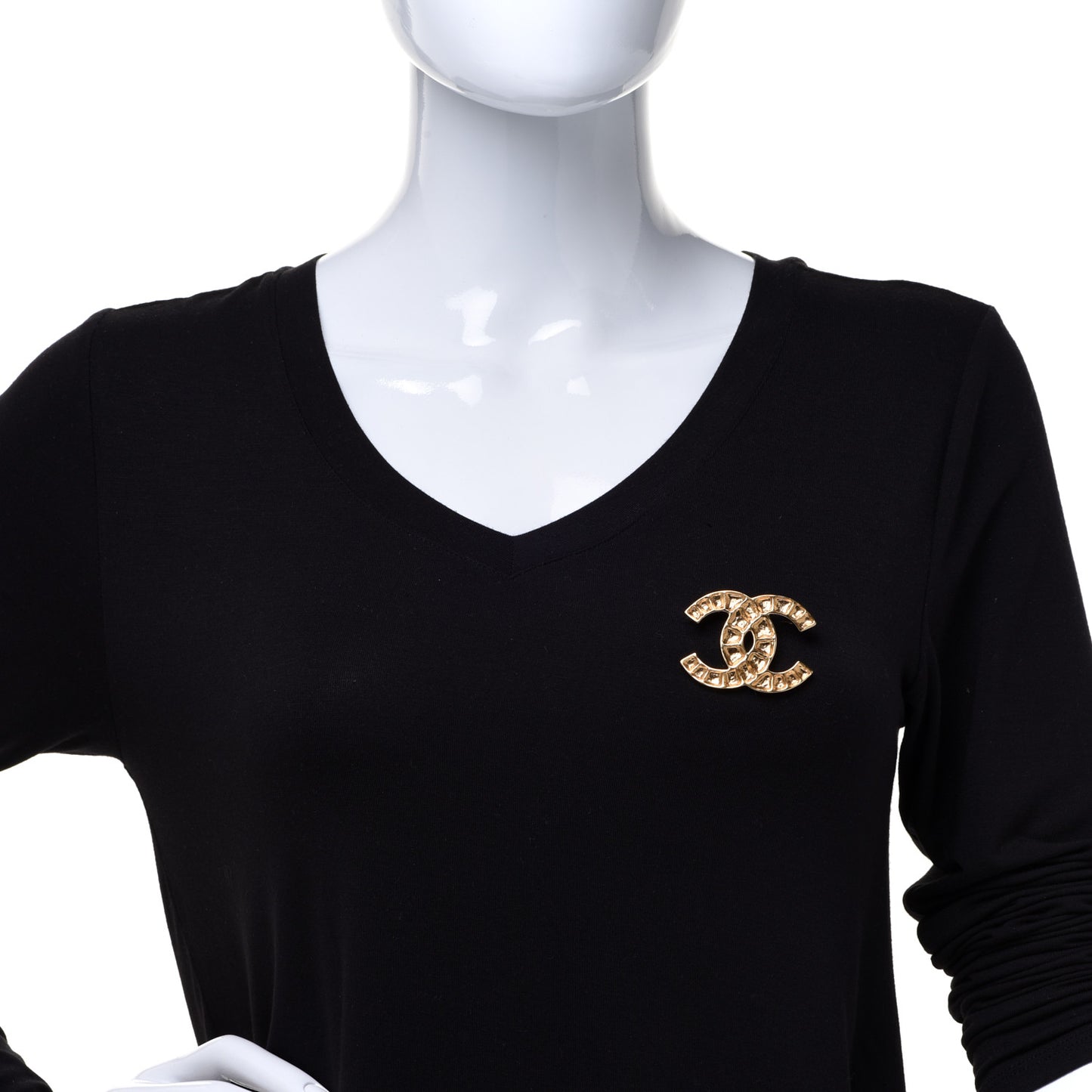 Metal CC Brooch Gold