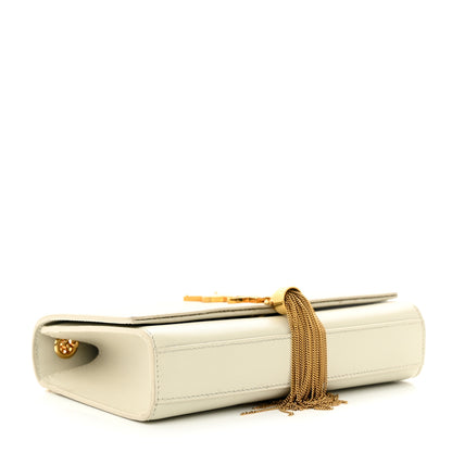 Saint Laurent Grain De Poudre Small Classic Monogram Kate Tassel Satchel Blanc Vintage 4 of 10