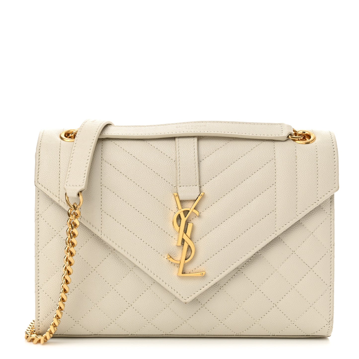 Grain De Poudre Textured Mixed Matelasse Medium Triquilt Monogram Satchel Crema Soft