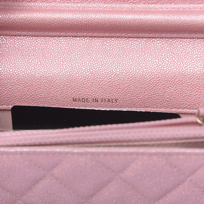 Chanel Iridescent Caviar Quilted Square Wallet On Chain WOC Rose Pink 7 of 12