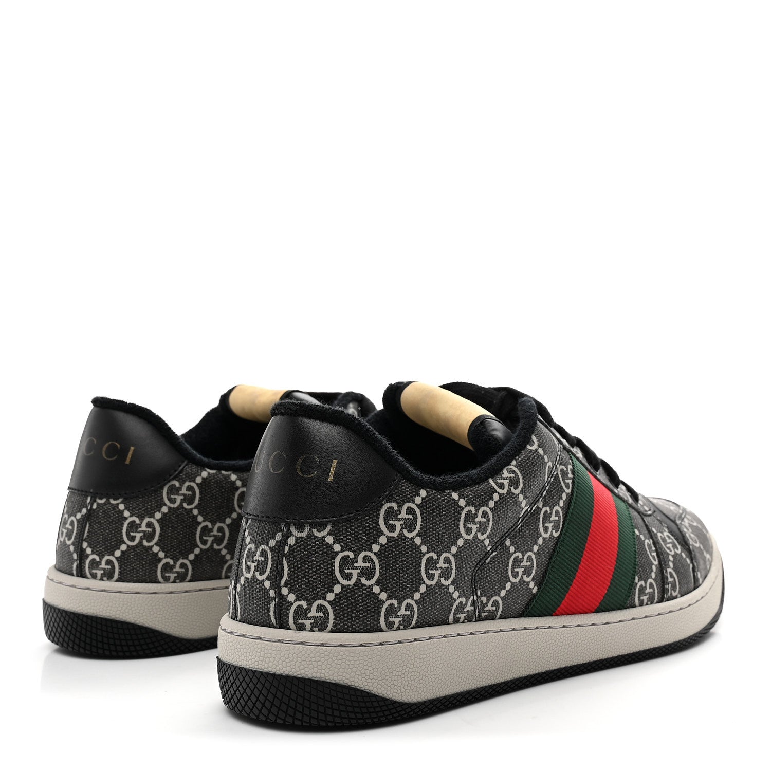 Gucci GG Supreme Monogram Miro Soft Calfskin Web Mens Screener Sneakers 8.5 Black Grey Sky 5 of 10
