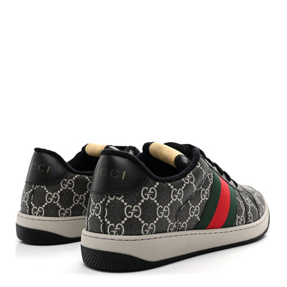 Gucci GG Supreme Monogram Miro Soft Calfskin Web Mens Screener Sneakers 8.5 Black Grey Sky 5 of 10