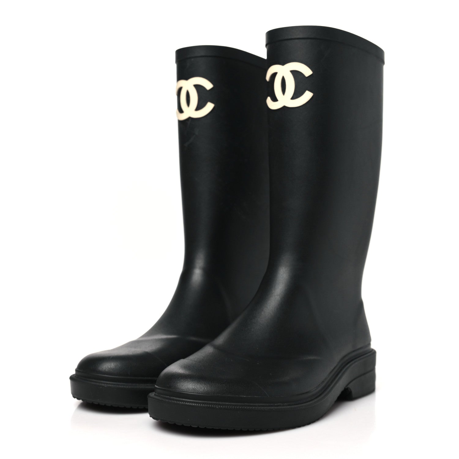 Chanel Caoutchouk CC High Boots 38 Black 4 of 10
