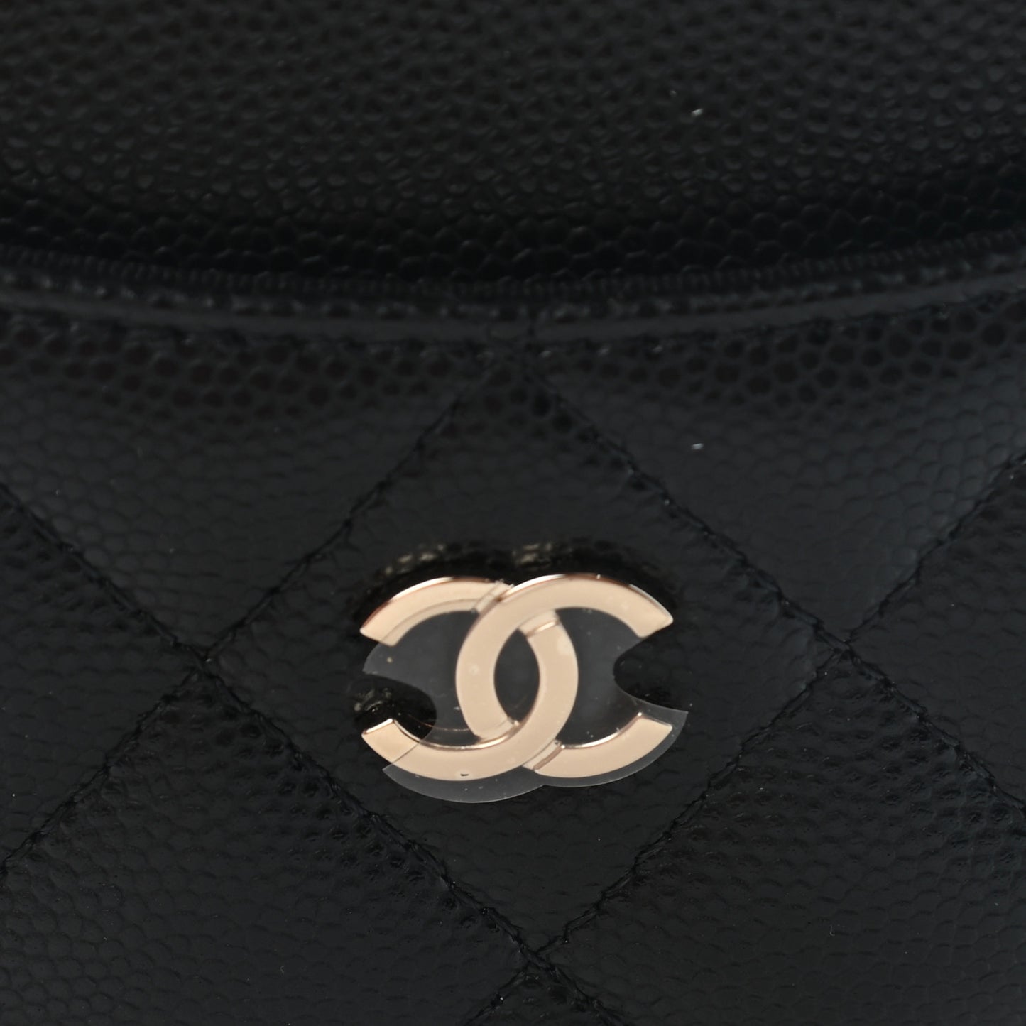 Caviar Quilted Zip Card Holder Wallet Black