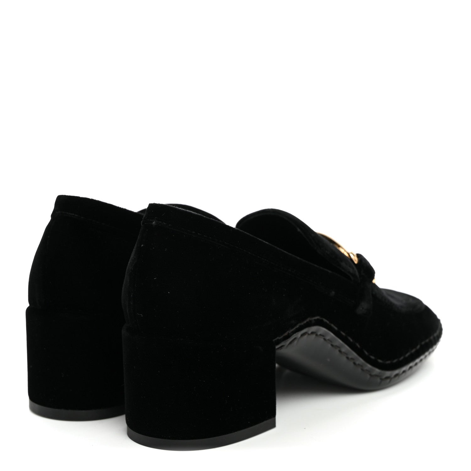 Chanel Velvet Metal CC Loafers 38 Black 4 of 9