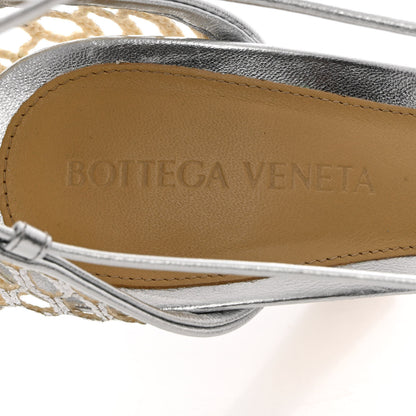 Bottega Veneta Mesh Metallic Nappa Stretch Ankle Tie Sandals 36.5 Silver 6 of 8