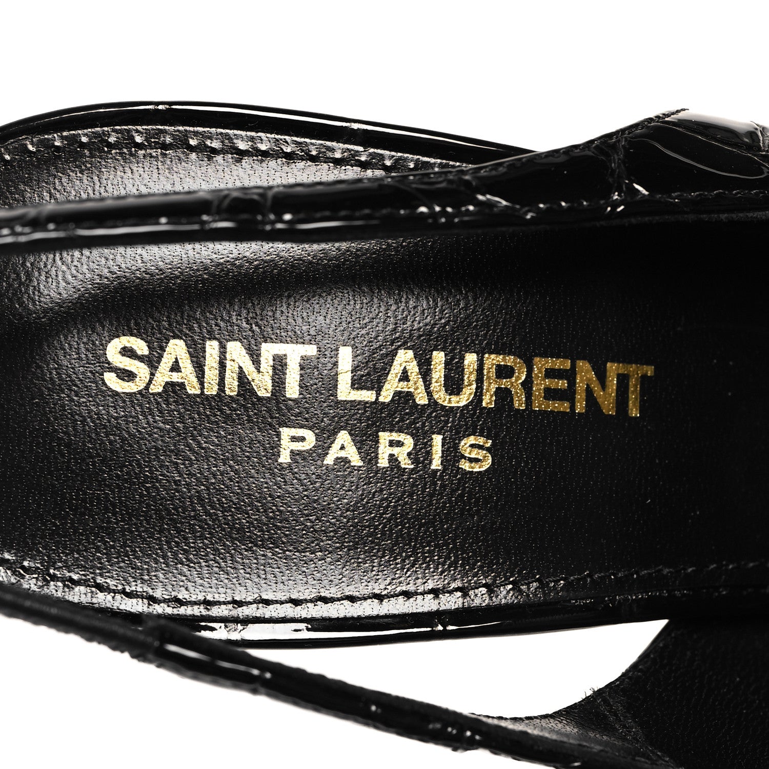 Saint Laurent Patent Crocodile Embossed Opyum 110 Slingback 38.5 Black 9 of 10