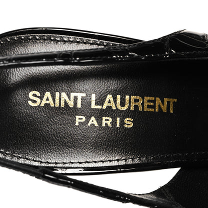 Saint Laurent Patent Crocodile Embossed Opyum 110 Slingback 38.5 Black 9 of 10