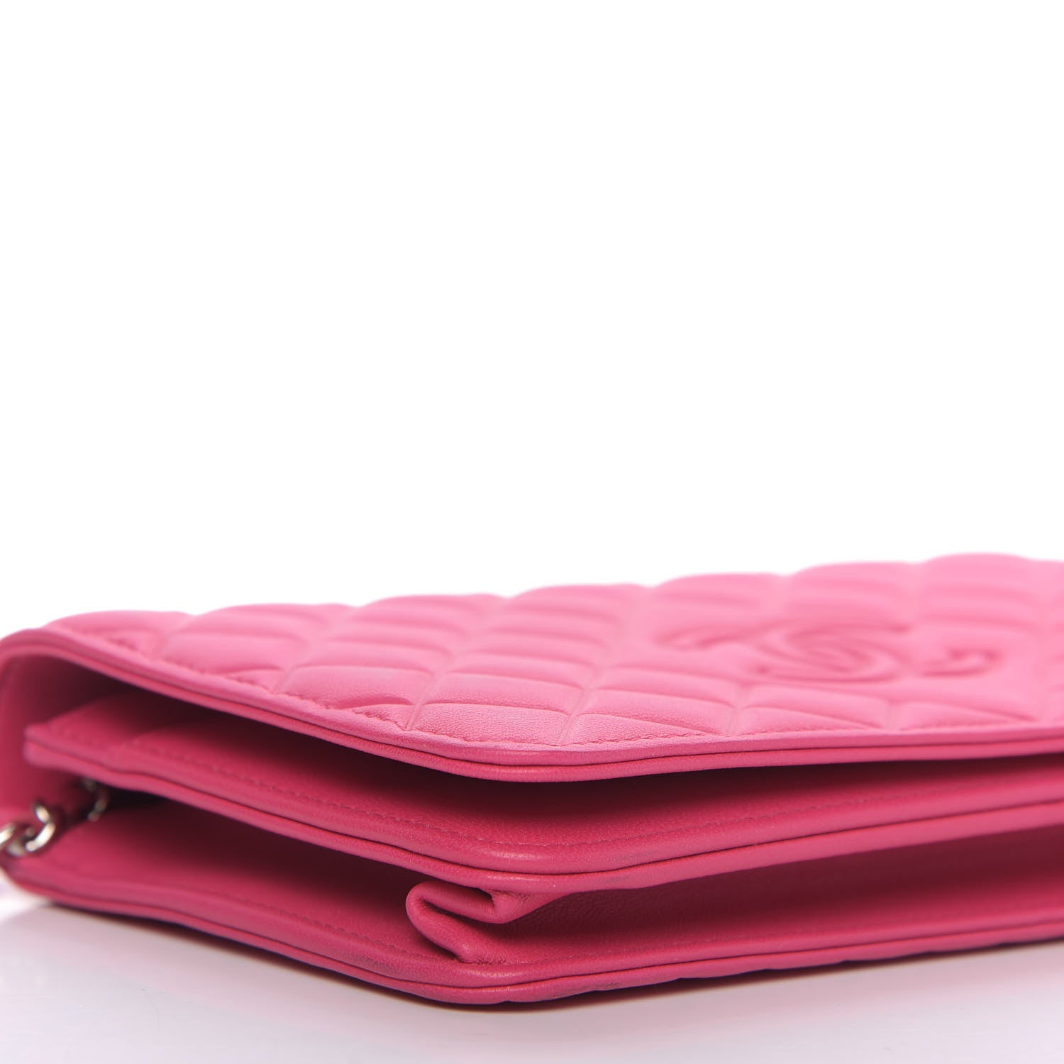 Chanel Lambskin Quilted Diamond CC Wallet On Chain WOC Pink 5 of 10