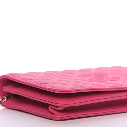 Chanel Lambskin Quilted Diamond CC Wallet On Chain WOC Pink 5 of 10