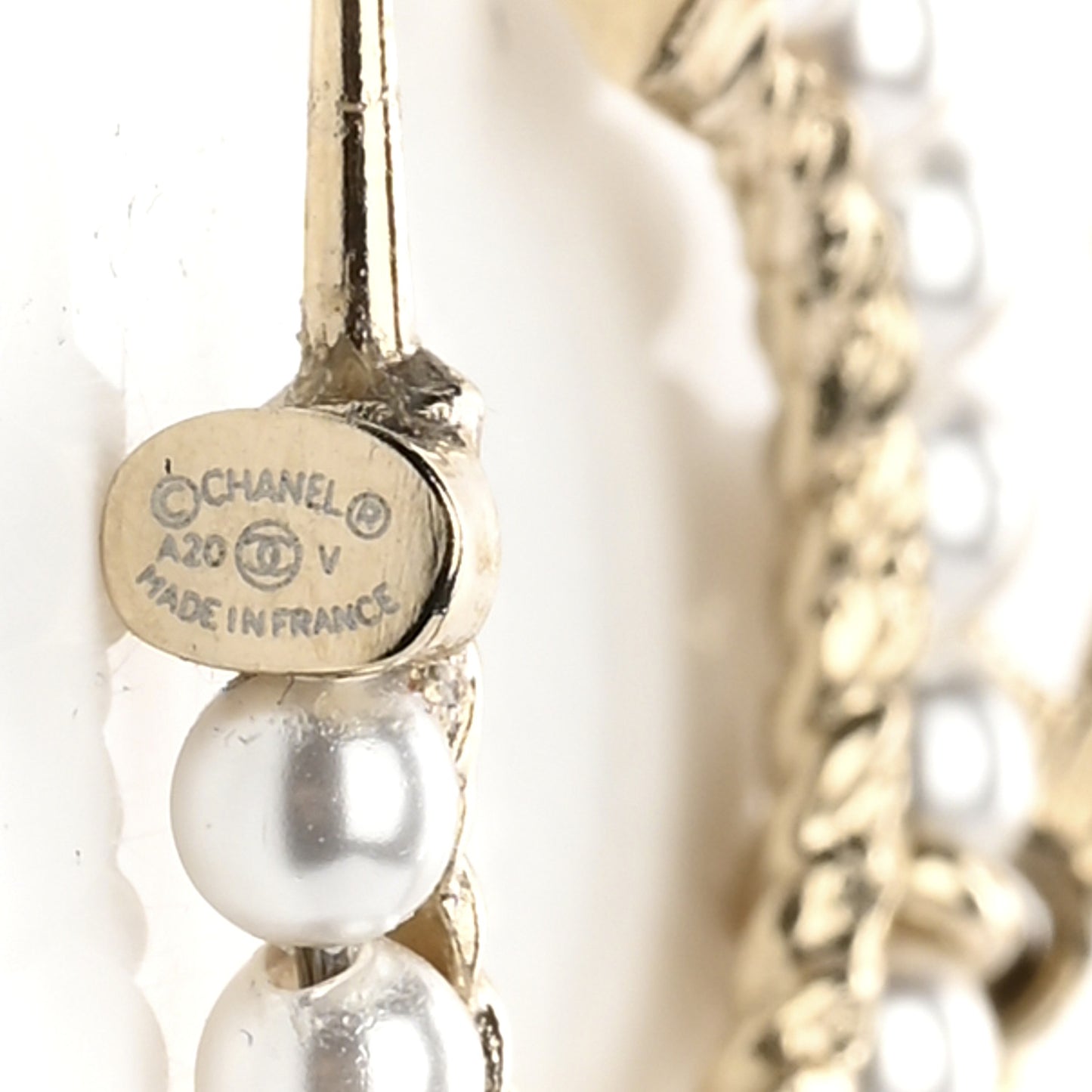 Pearl Charms CC Hoop Earrings Gold