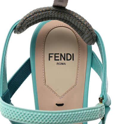 Fendi Organza Sequin Paillettes Colibri Lite 85mm Slingback Pumps 37 Nudo Blue Tiffany 7 of 9