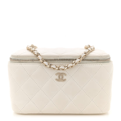 Chanel Lambskin Quilted Enamel CC Pearl Crush Small Vanity Case With Chain White 1 of 11