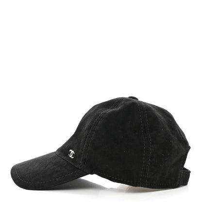 Chanel Suede Goatskin CC Cap Hat Black 3 of 7
