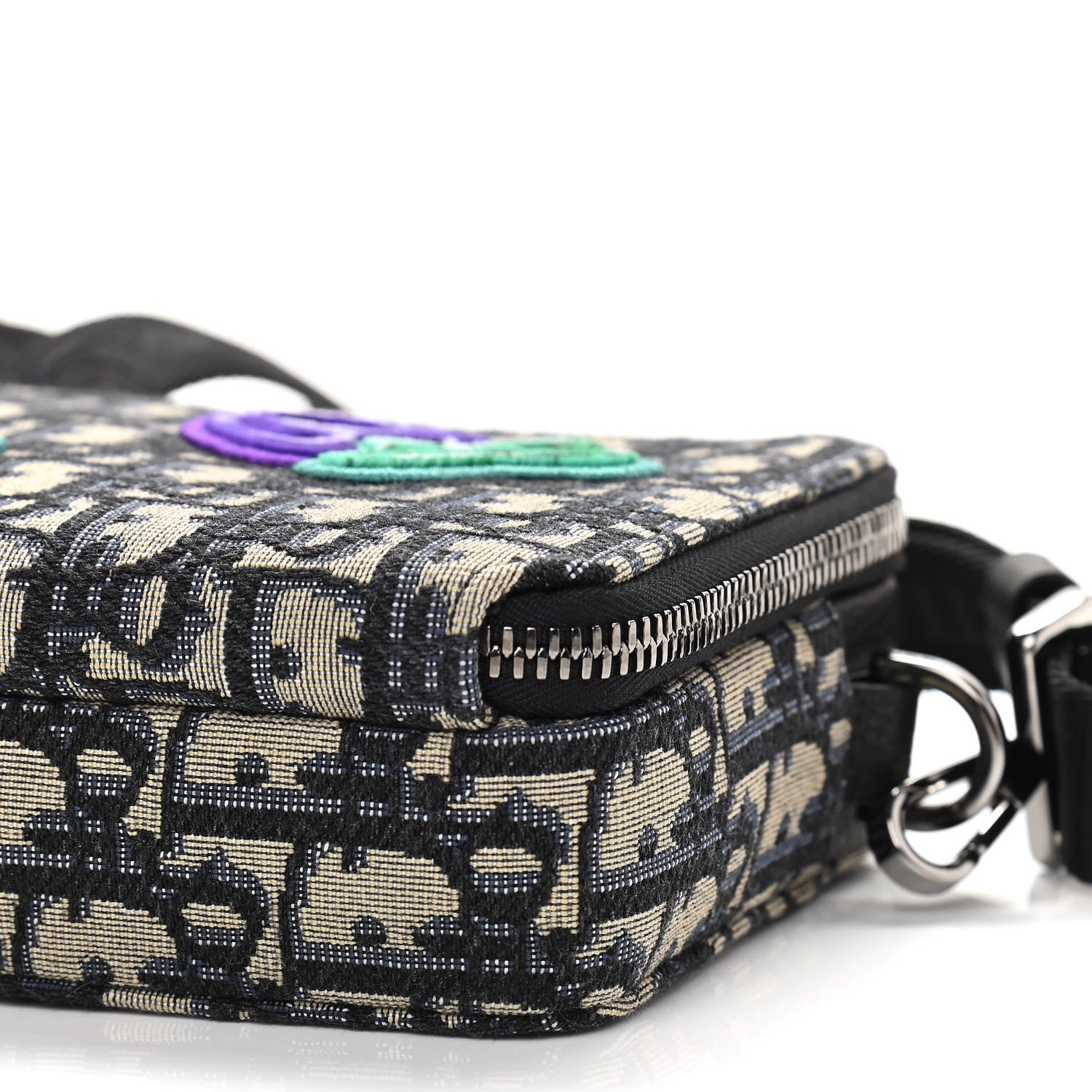 Christian Dior X KENNY SCHARF Oblique Canvas Embroidered Patches Crossbody Charcoal 5 of 11