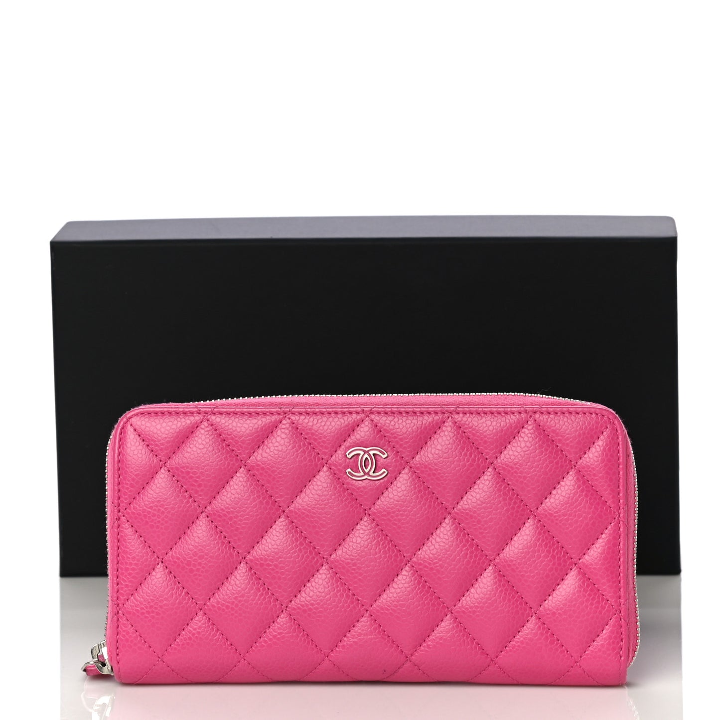 Caviar Quilted Large Gusset Zip Around Wallet Pink