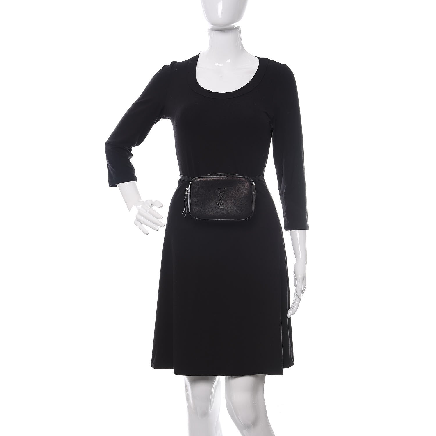 Saint Laurent Lambskin Monogram Lou Belt Bag Black 2 of 13