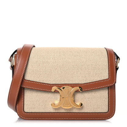 Celine Textile Natural Calfskin Teen Triomphe White Tan 1 of 18