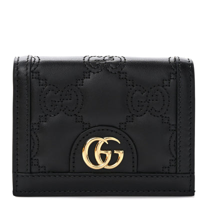 Gucci Calfskin GG Matelasse Card Case Wallet Black 1 of 7