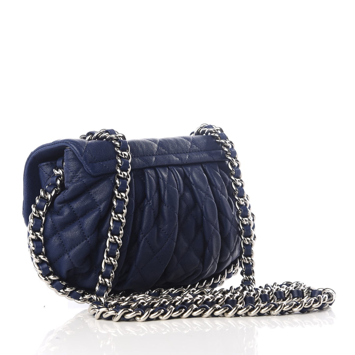 Washed Lambskin Quilted Mini Chain Around Messenger Blue