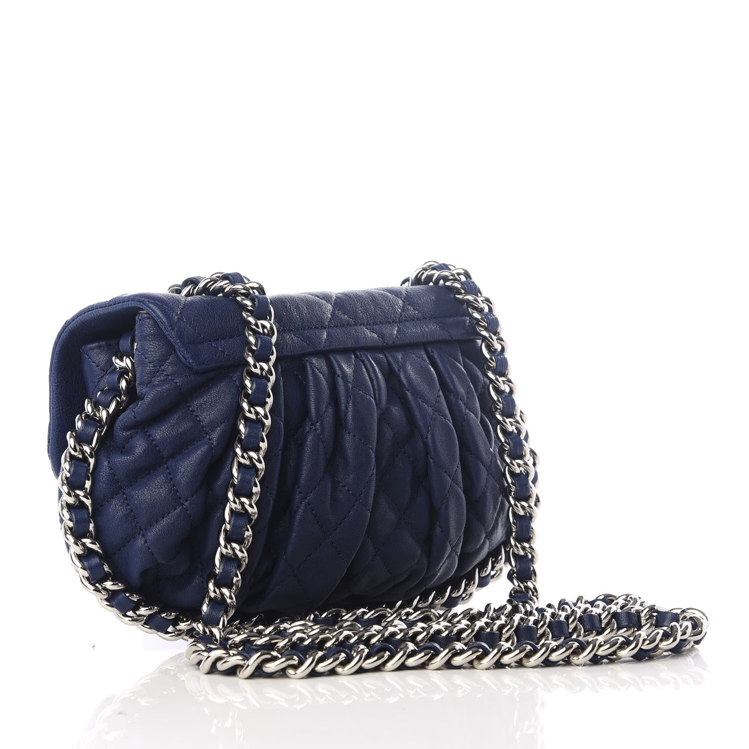 Chanel Washed Lambskin Quilted Mini Chain Around Messenger Blue 2 of 8