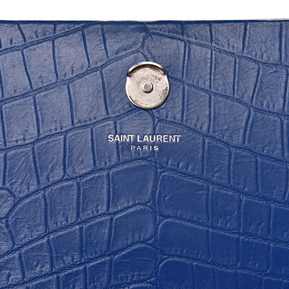 Saint Laurent Calfskin Crocodile Embossed Medium Classic Monogram Kate Tassel Satchel Bleu Majorelle 6 of 11