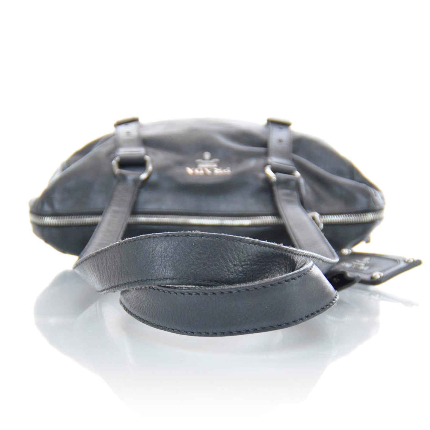 Leather Buckle Satchel Nero Black