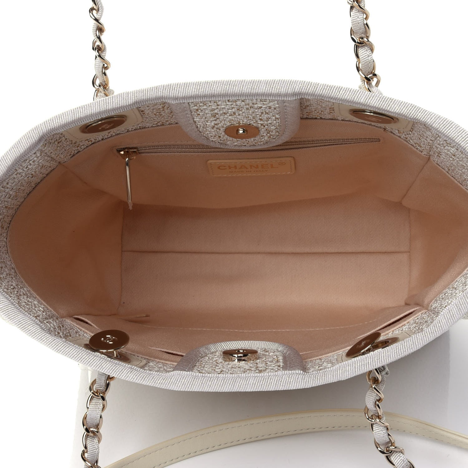 Chanel Lurex Boucle Mini Deauville Tote White 4 of 4