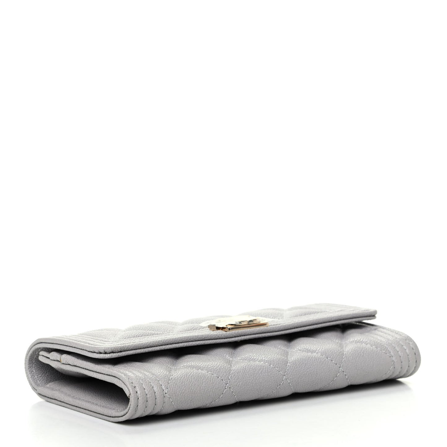 Caviar Quilted Boy Flap Wallet Light Grey