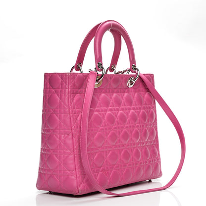 Christian Dior Lambskin Cannage Large Lady Dior Pink 3 of 22