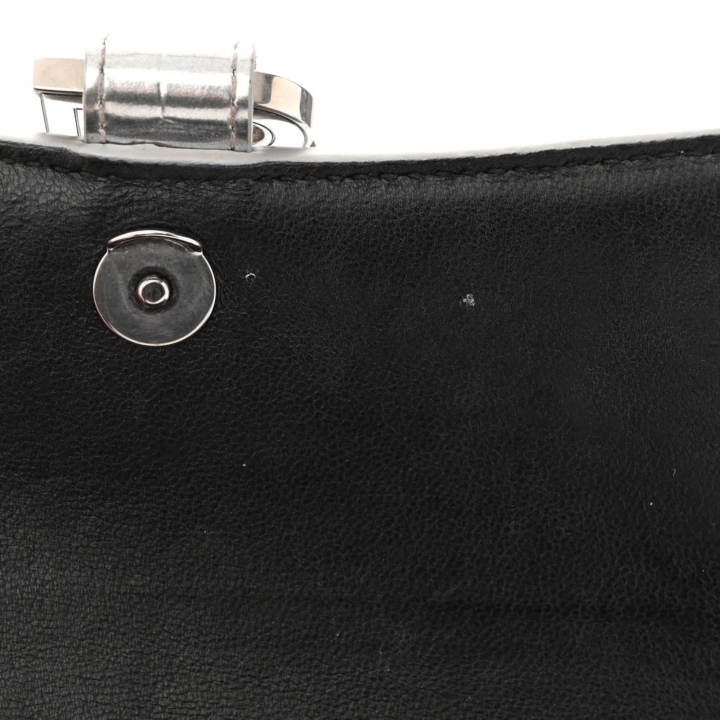 Metallic Calfskin Crocodile Embossed Hourglass Chain Bag Silver